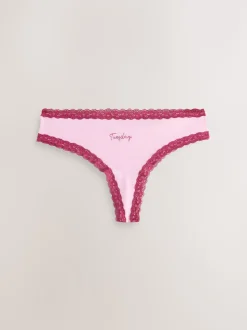Days of the Week Thong Cotton and Lace Knickers 7 Pack