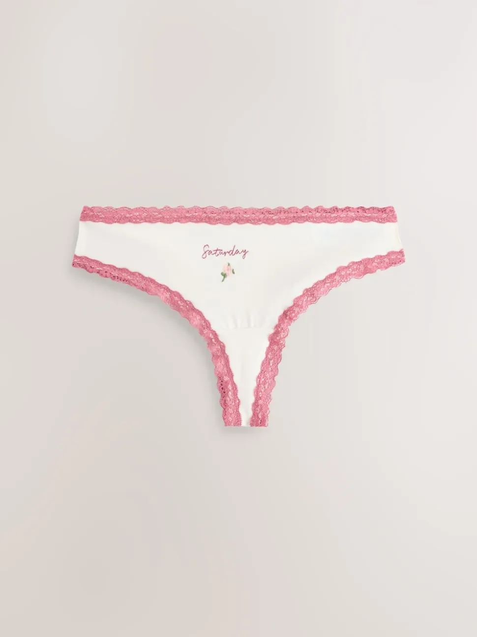 Days of the Week Thong Cotton and Lace Knickers 7 Pack