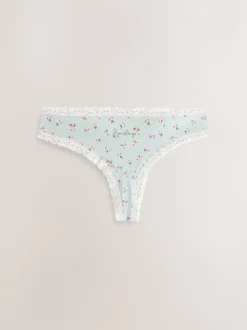 Days of the Week Thong Cotton and Lace Knickers 7 Pack