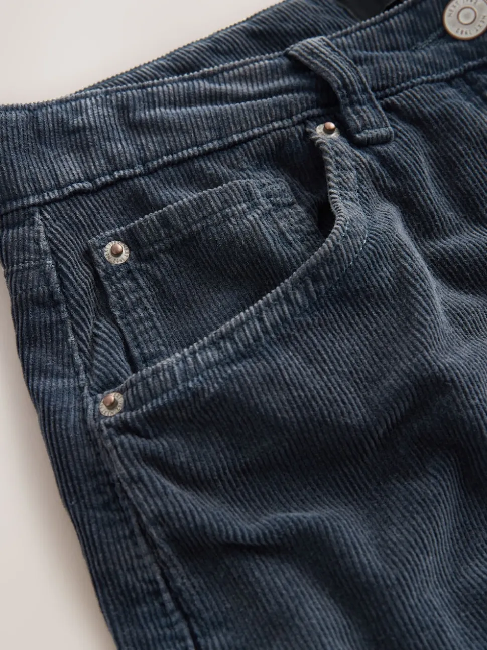 Denim Blue Cord Barrel Leg Trousers