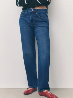 Denim Dark Blue Barrel Leg Jeans
