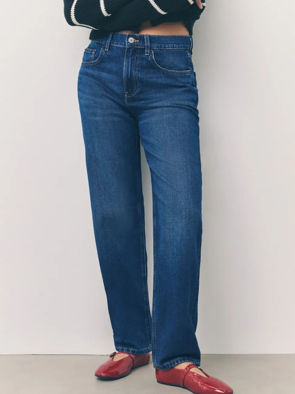 Denim Dark Blue Barrel Leg Jeans