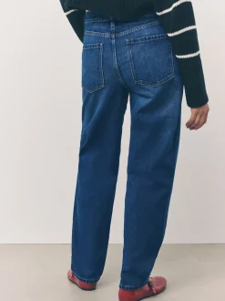Denim Dark Blue Barrel Leg Jeans