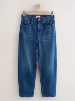 Denim Dark Blue Barrel Leg Jeans