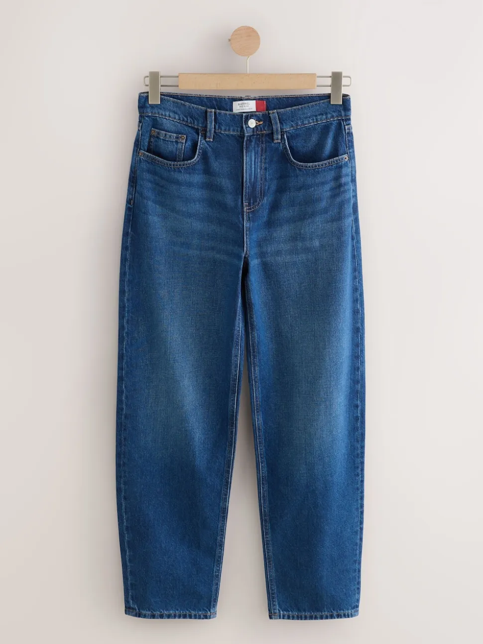 Denim Dark Blue Barrel Leg Jeans