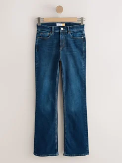 Denim Dark Blue Mid Rise Stretch Bootcut Jeans
