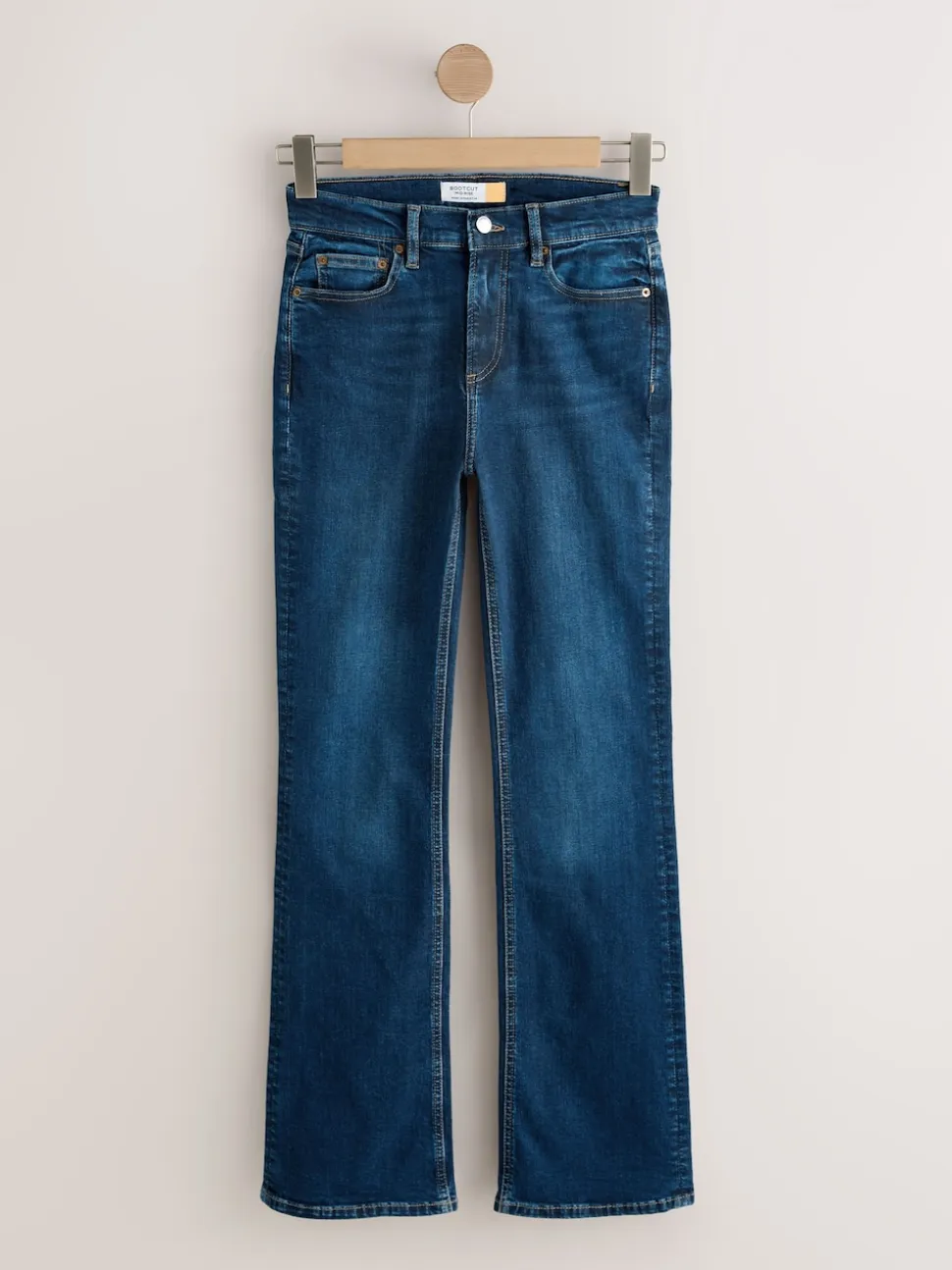 Denim Dark Blue Mid Rise Stretch Bootcut Jeans