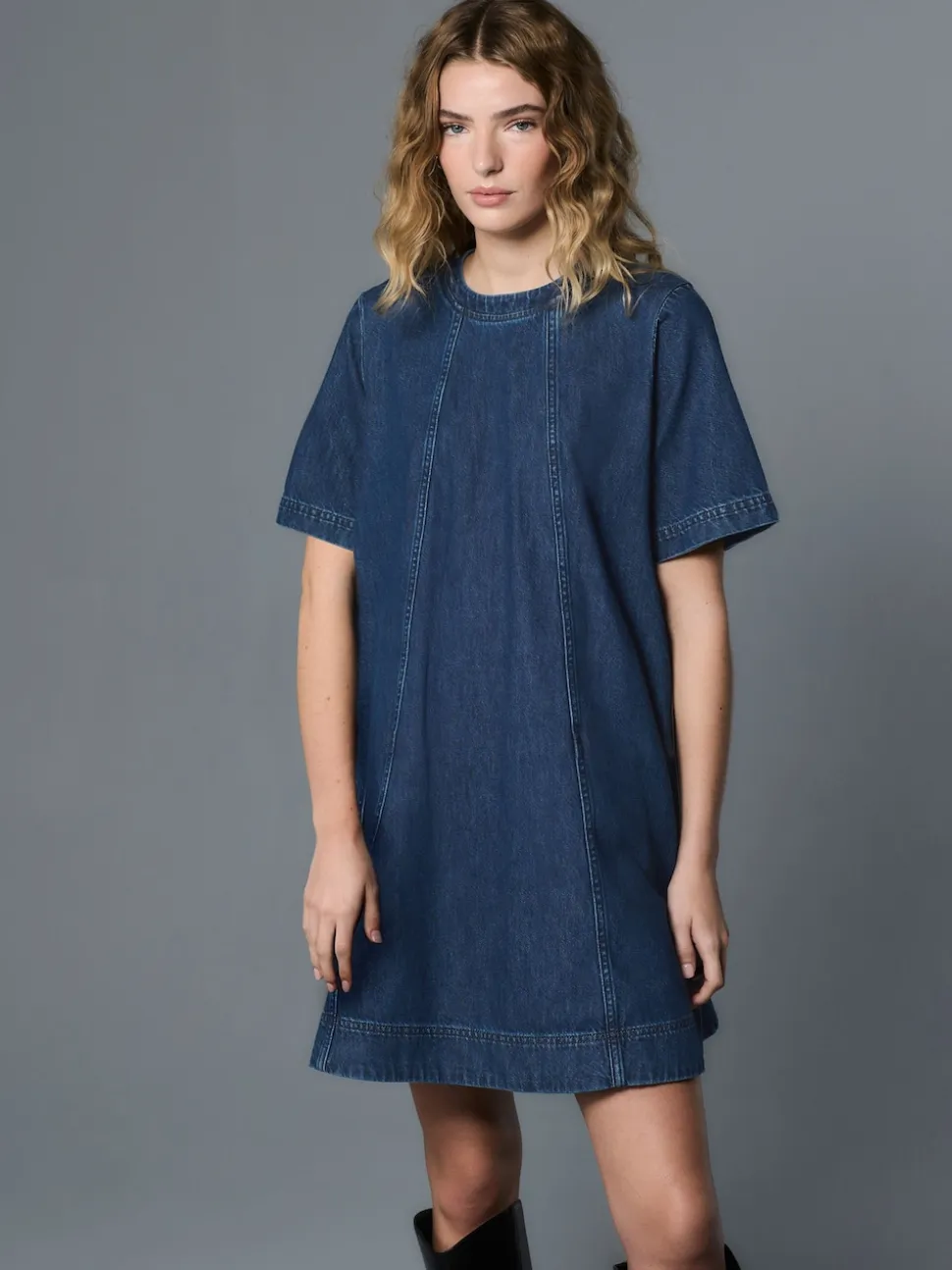 Denim Dark Blue T-Shirt Mini Dress