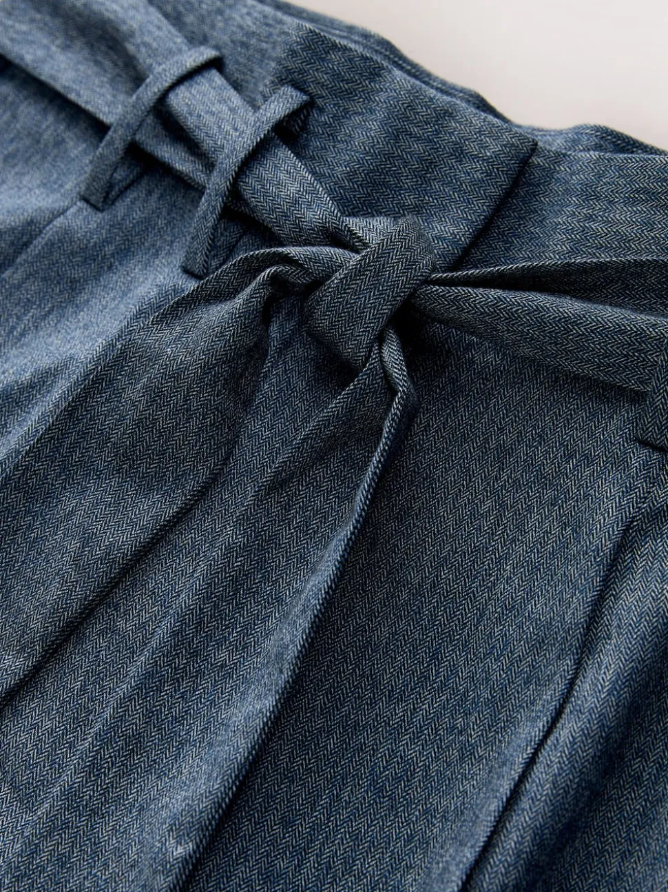 Denim Look Superwide Belted Trousers