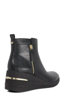 Dune London Black Everyone Side Zip Wedge Sport Trainers
