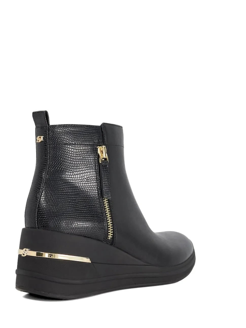 Dune London Black Everyone Side Zip Wedge Sport Trainers