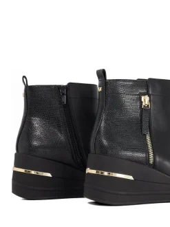 Dune London Black Everyone Side Zip Wedge Sport Trainers