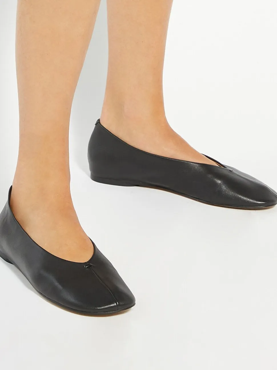 Dune London Black Highcut High Cut Round Toe Ballet Flats