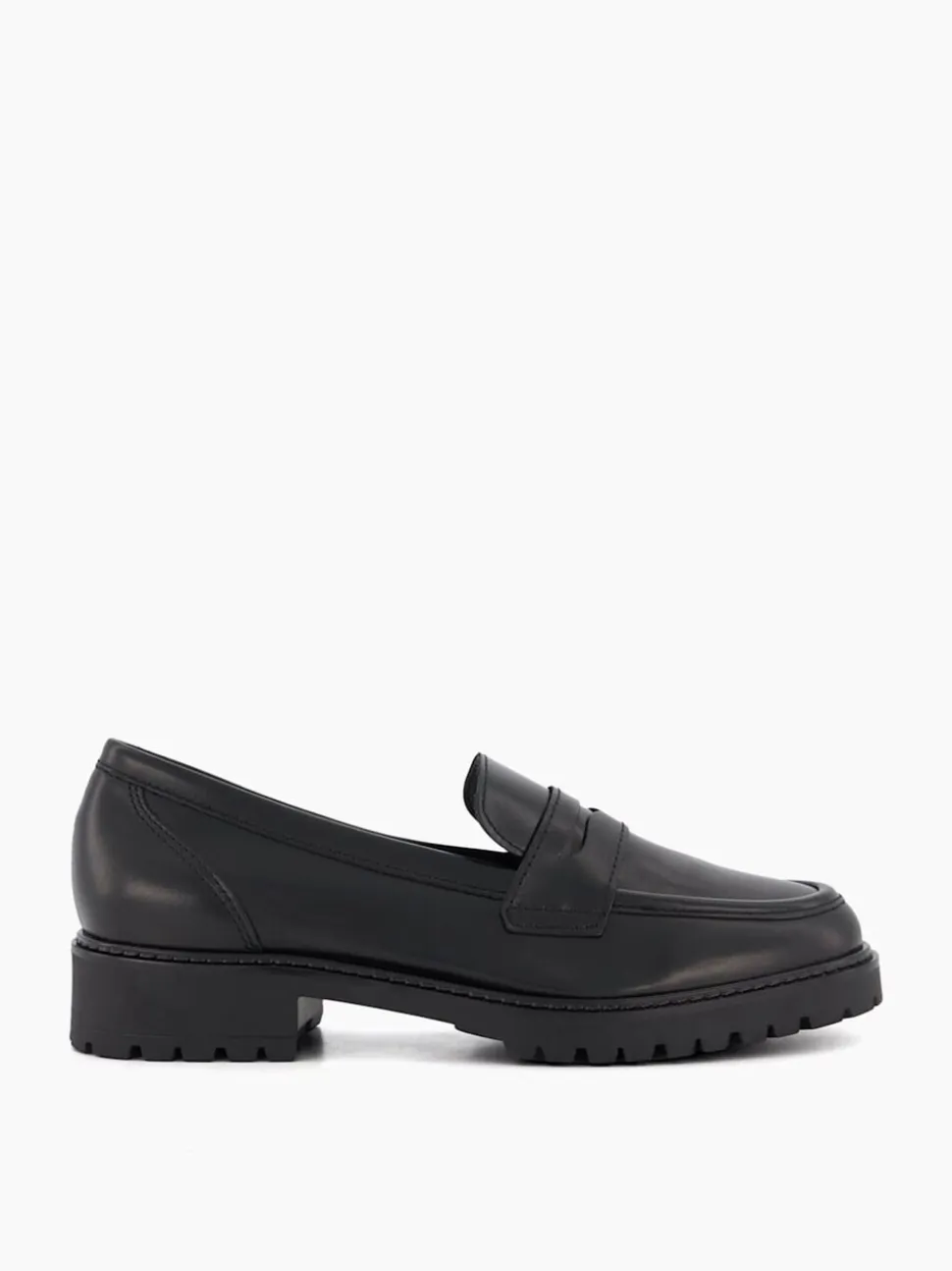 Dune London Black Regular Fit Gild Cleated Penny Leather Loafers