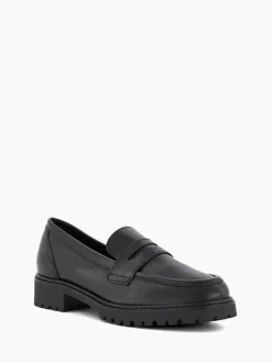 Dune London Black Regular Fit Gild Cleated Penny Leather Loafers