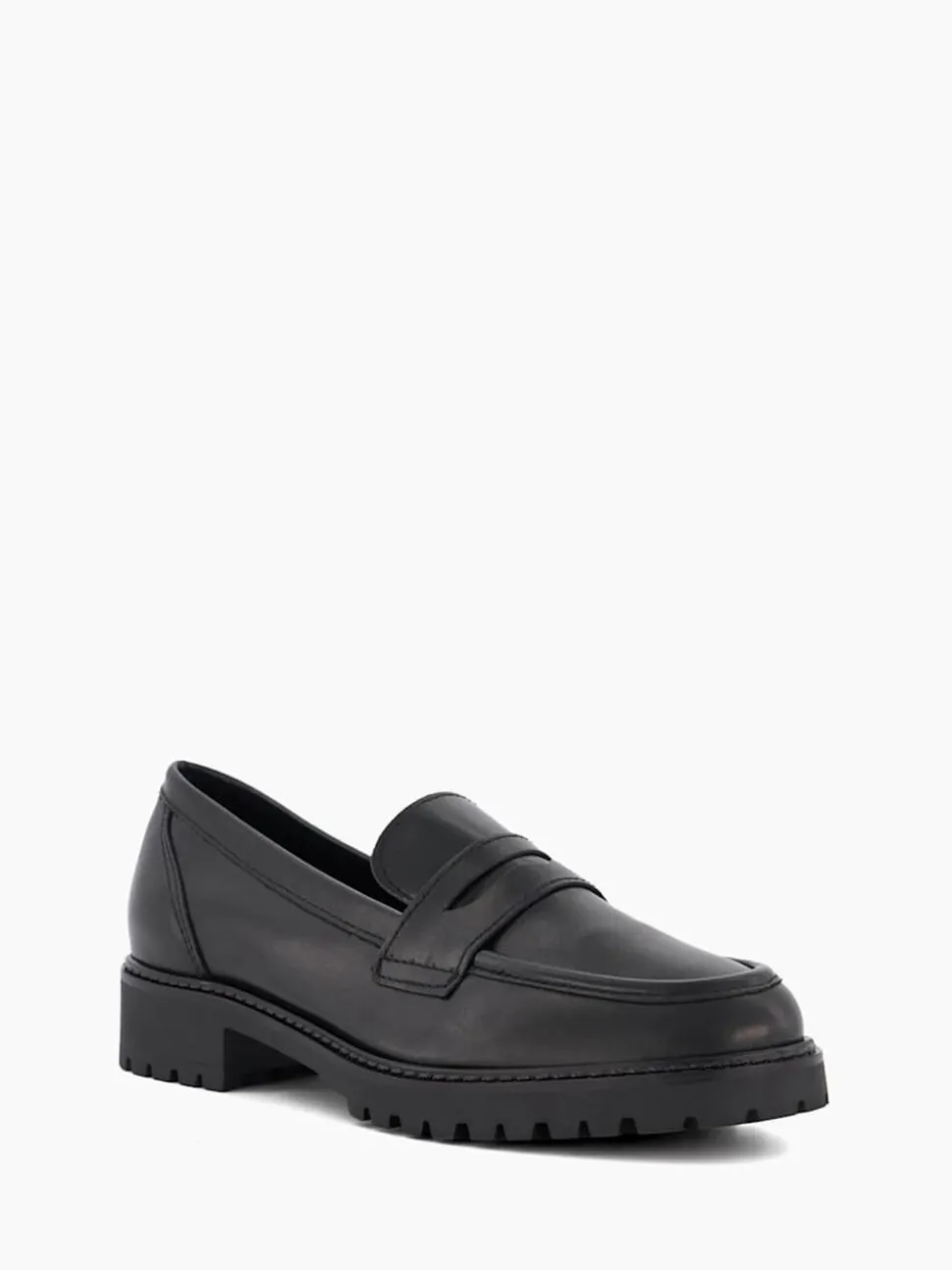 Dune London Black Regular Fit Gild Cleated Penny Leather Loafers