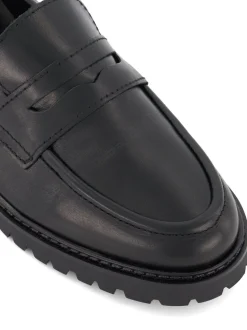 Dune London Black Regular Fit Gild Cleated Penny Leather Loafers