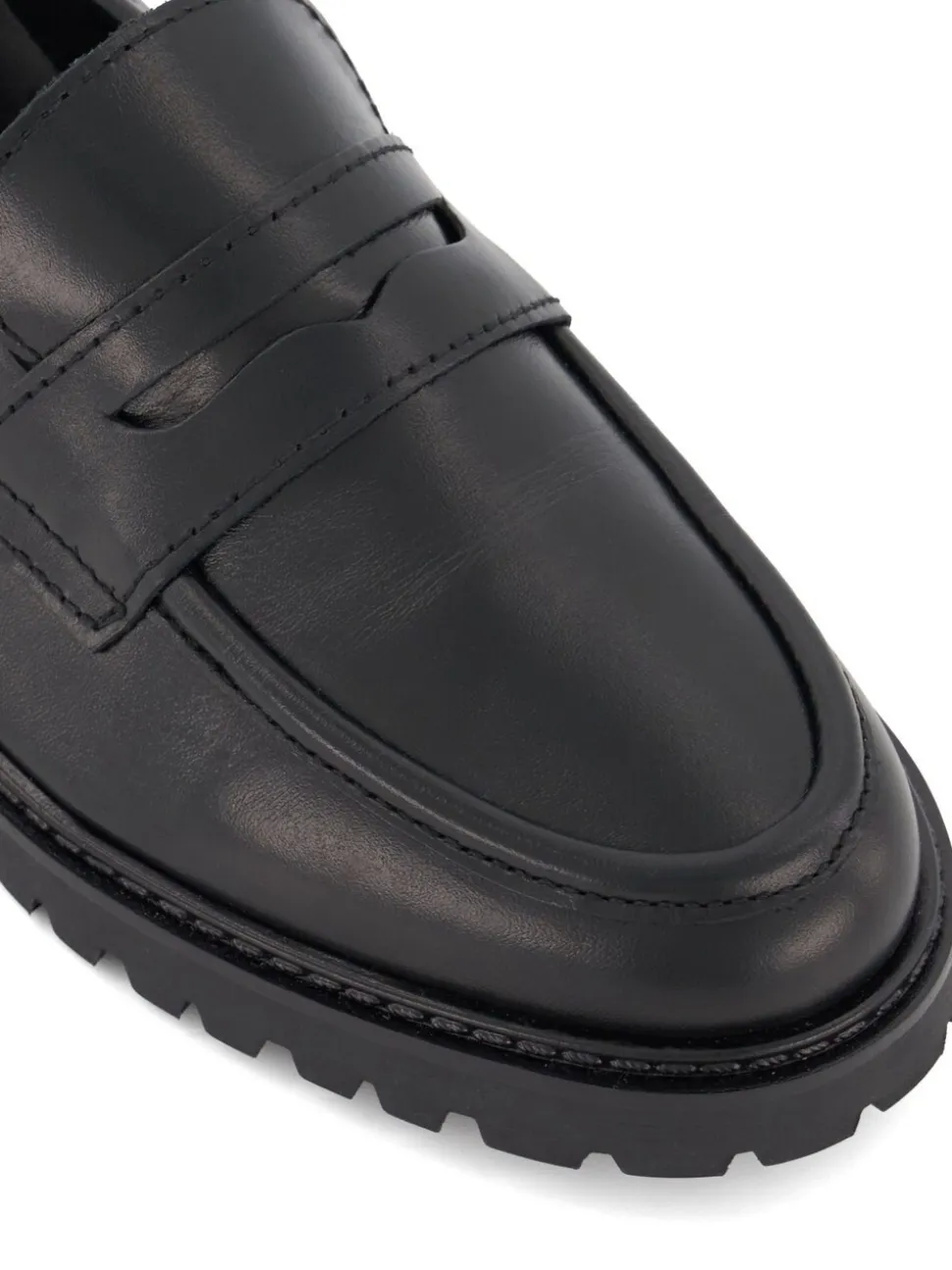 Dune London Black Regular Fit Gild Cleated Penny Leather Loafers