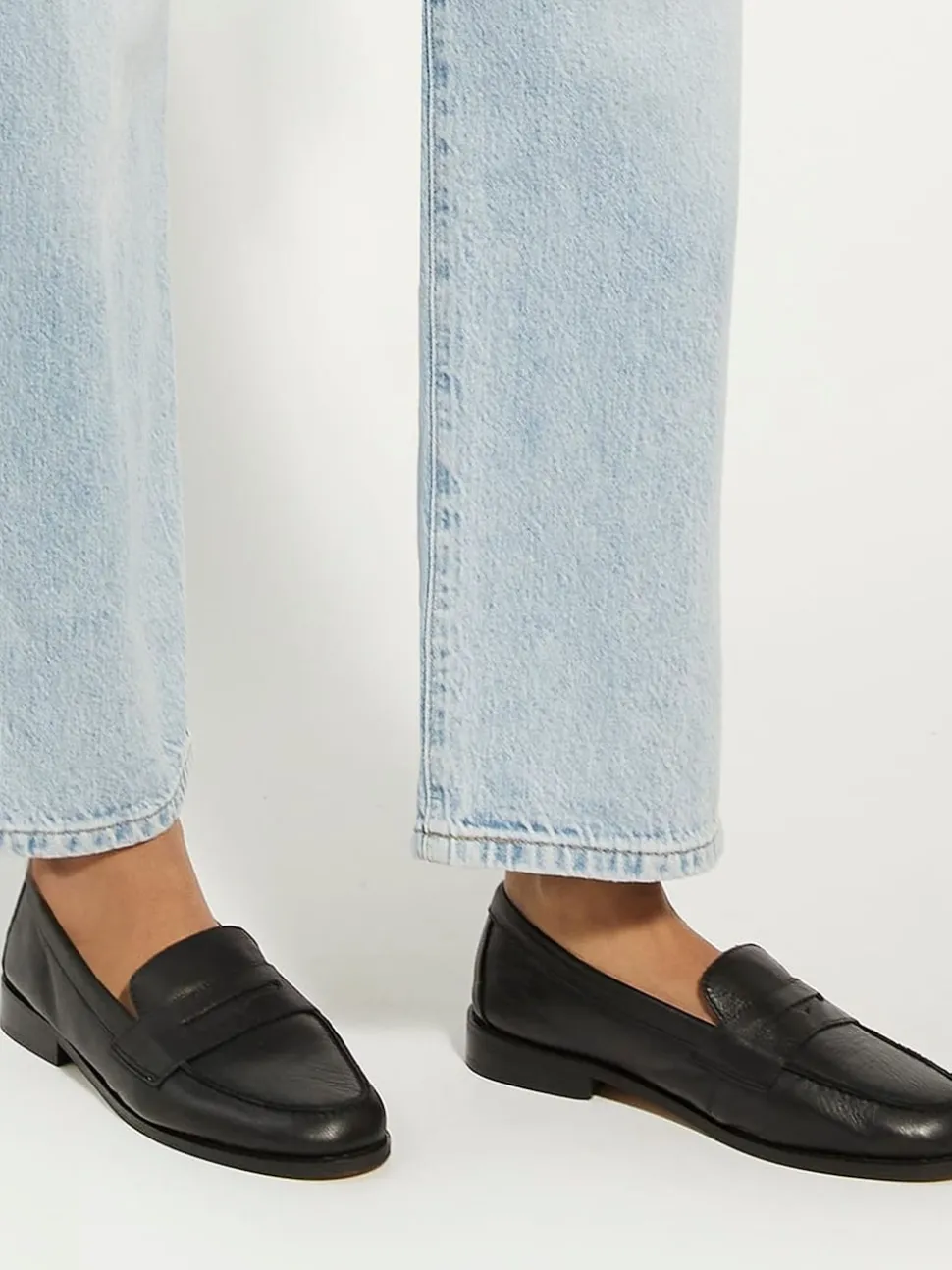 Dune London Black Standard Fit Ginelli Flexi Sole Leather Penny Loafers