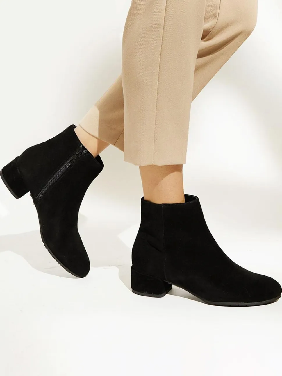 Dune London Black Wide Fit Pippie Smart Low Boots
