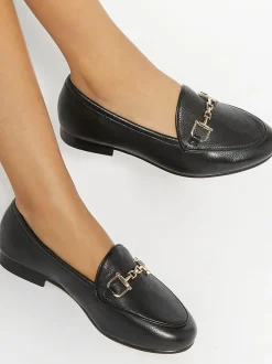 Dune London Black Wide Fit Glair Branded Snaffle Leather Trim Shoes