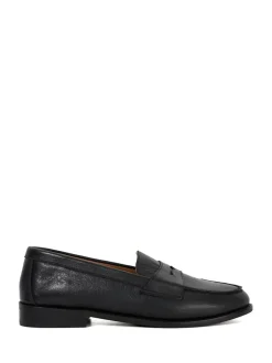 Dune London Black Wide Fit Ginelli Flexi Sole Leather Penny Loafers