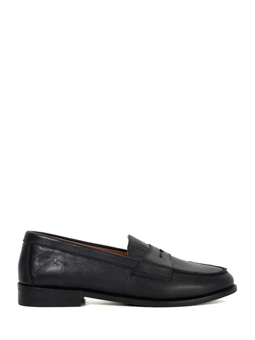 Dune London Black Wide Fit Ginelli Flexi Sole Leather Penny Loafers
