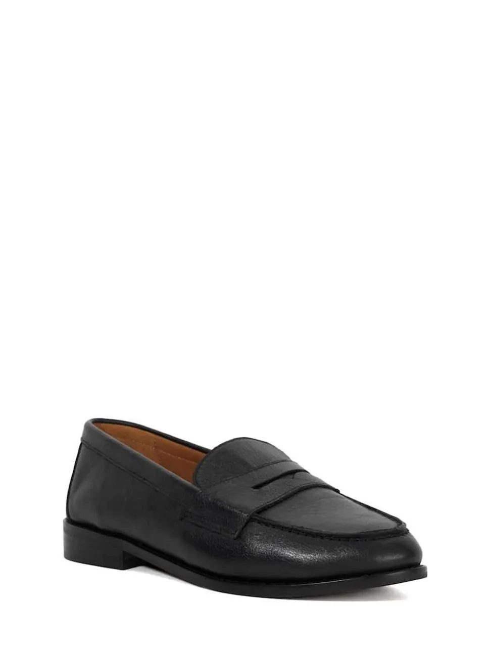 Dune London Black Wide Fit Ginelli Flexi Sole Leather Penny Loafers