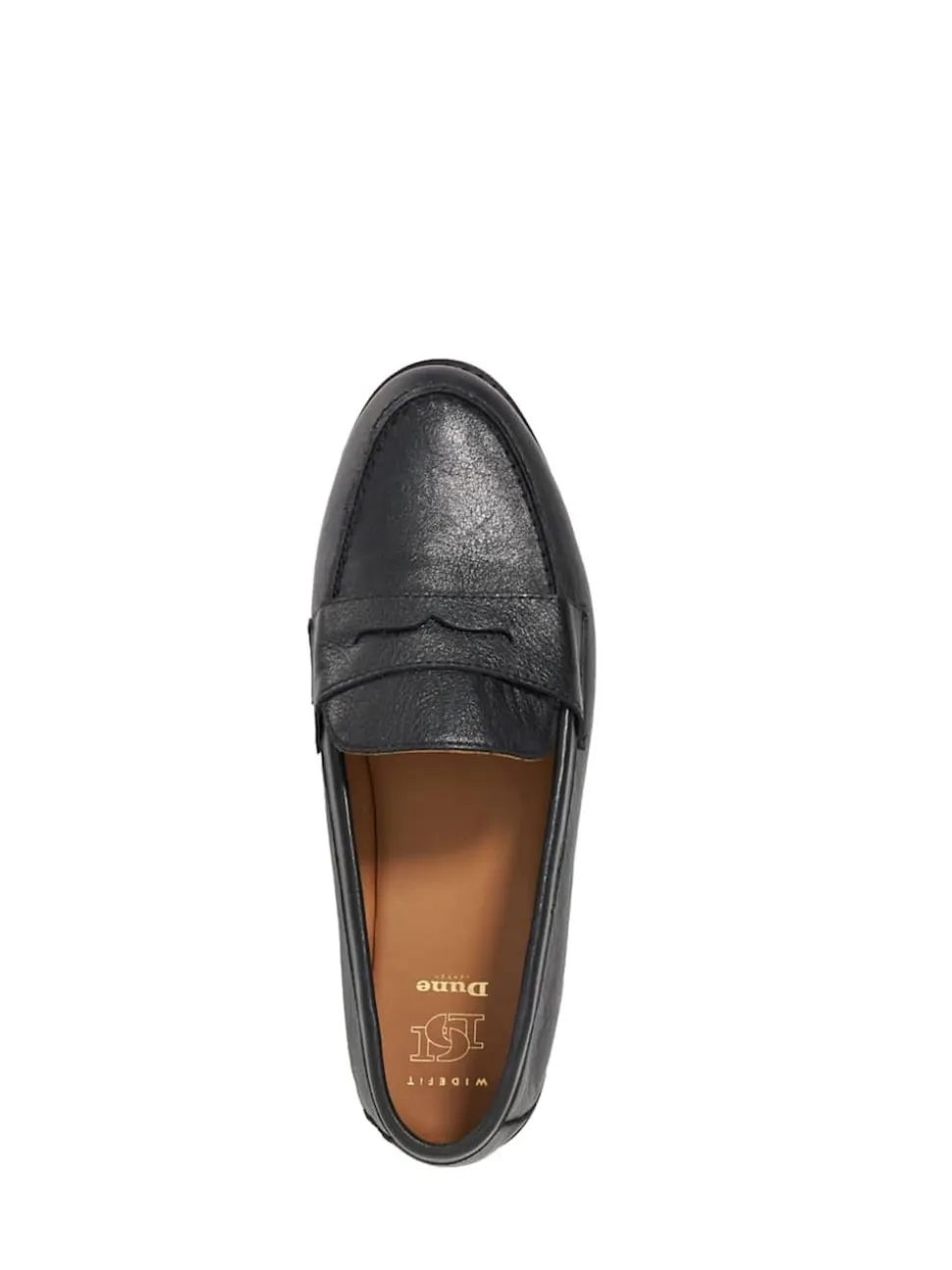 Dune London Black Wide Fit Ginelli Flexi Sole Leather Penny Loafers