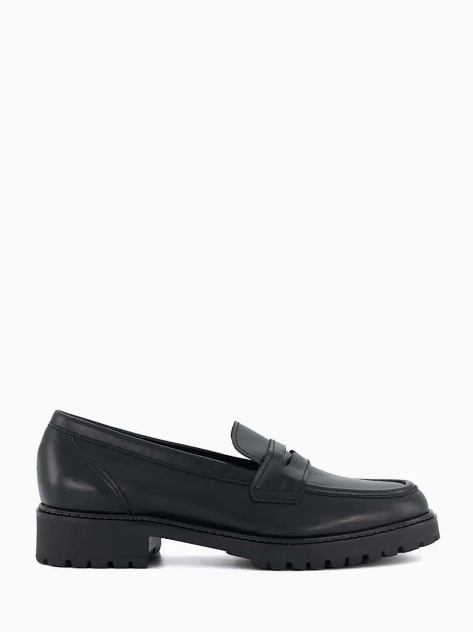 Dune London Black Wide Fit Gild Cleated Penny Leather Loafers
