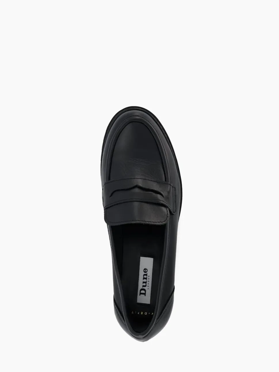 Dune London Black Wide Fit Gild Cleated Penny Leather Loafers