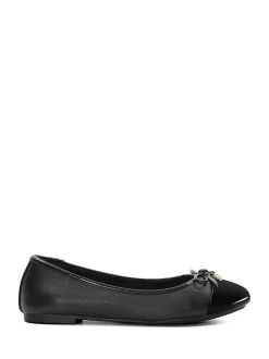 Dune London Black Wide Fit Hallo Charm Trim Ballet Flat Shoes