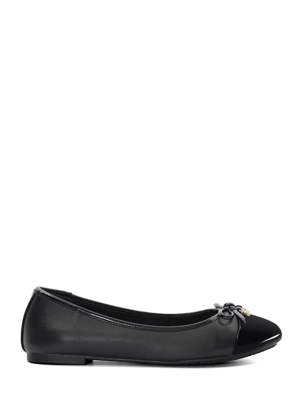 Dune London Black Wide Fit Hallo Charm Trim Ballet Flat Shoes