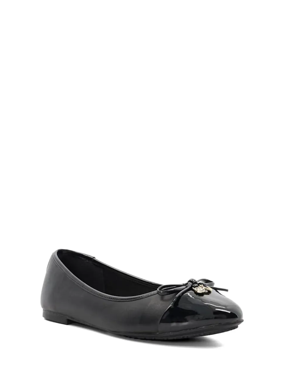 Dune London Black Wide Fit Hallo Charm Trim Ballet Flat Shoes