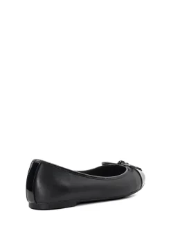Dune London Black Wide Fit Hallo Charm Trim Ballet Flat Shoes
