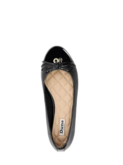 Dune London Black Wide Fit Hallo Charm Trim Ballet Flat Shoes