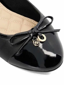 Dune London Black Wide Fit Hallo Charm Trim Ballet Flat Shoes