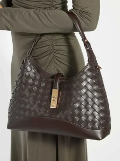 Dune London Brown Dorset Medium Turnlock Shoulder Bag