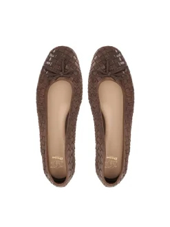 Dune London Brown Heat Woven Ballerina Shoes