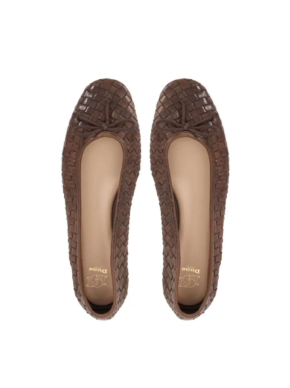 Dune London Brown Heat Woven Ballerina Shoes