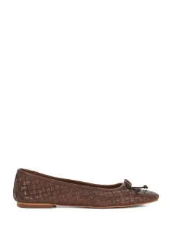 Dune London Brown Heat Woven Ballerina Shoes
