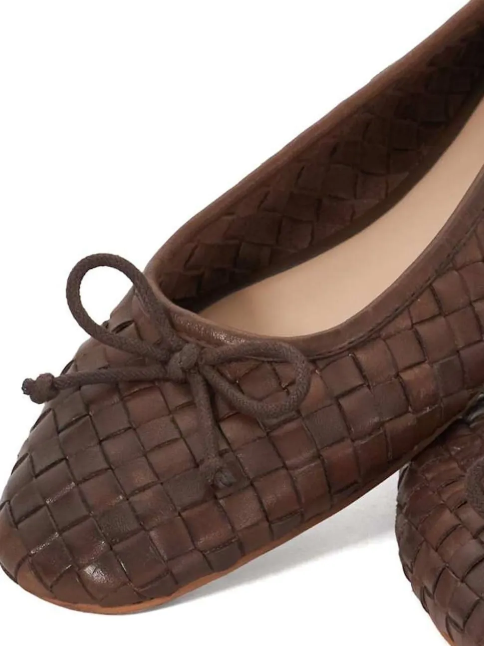 Dune London Brown Heat Woven Ballerina Shoes