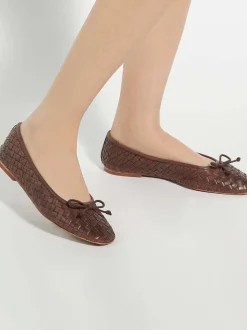 Dune London Brown Heat Woven Ballerina Shoes