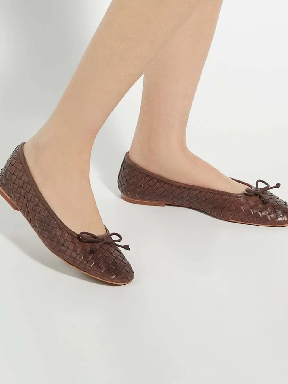 Dune London Brown Heat Woven Ballerina Shoes