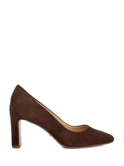 Dune London Brown Wide Fit Arriving Comfort Mid Block Heels
