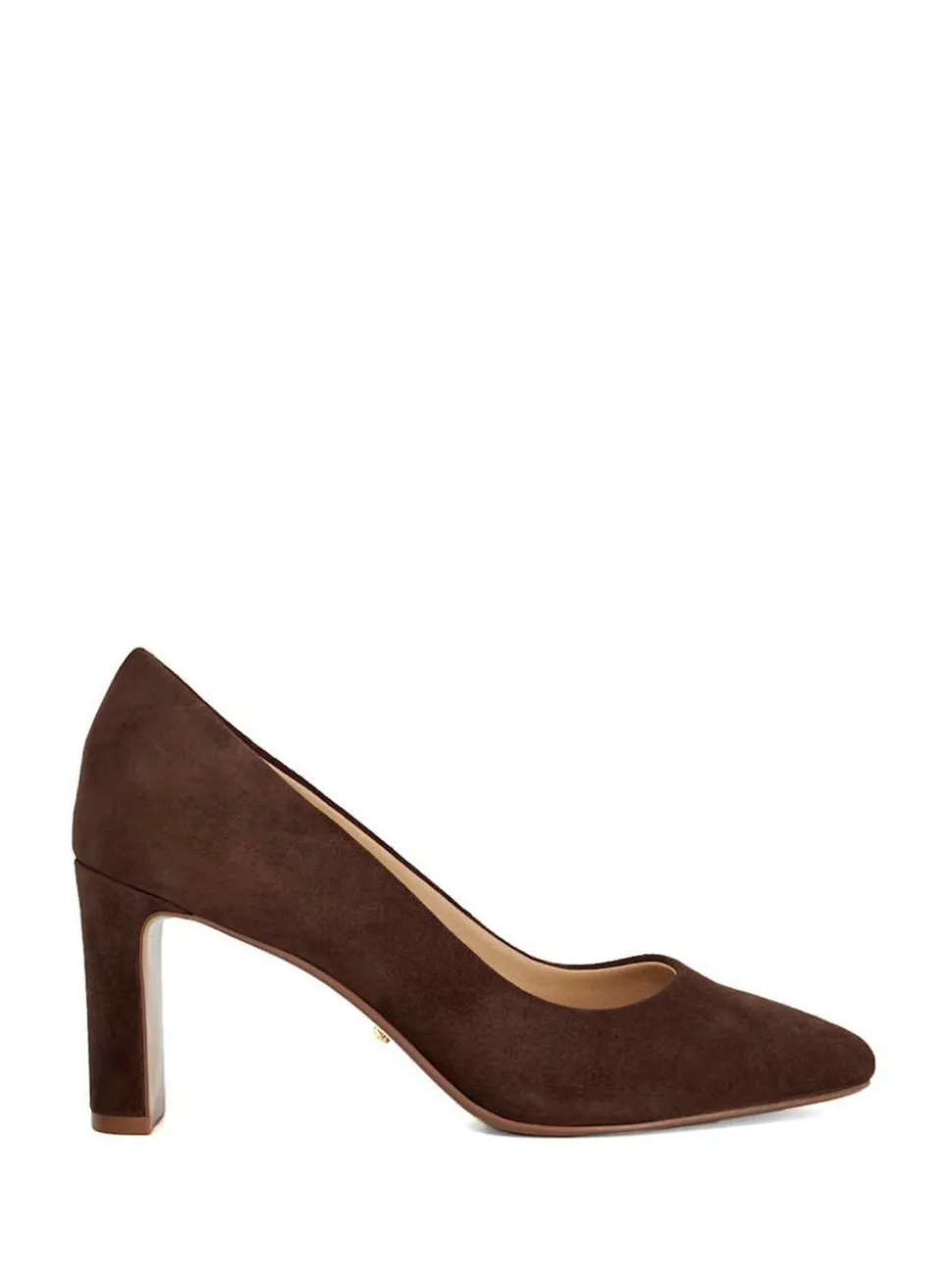 Dune London Brown Wide Fit Arriving Comfort Mid Block Heels