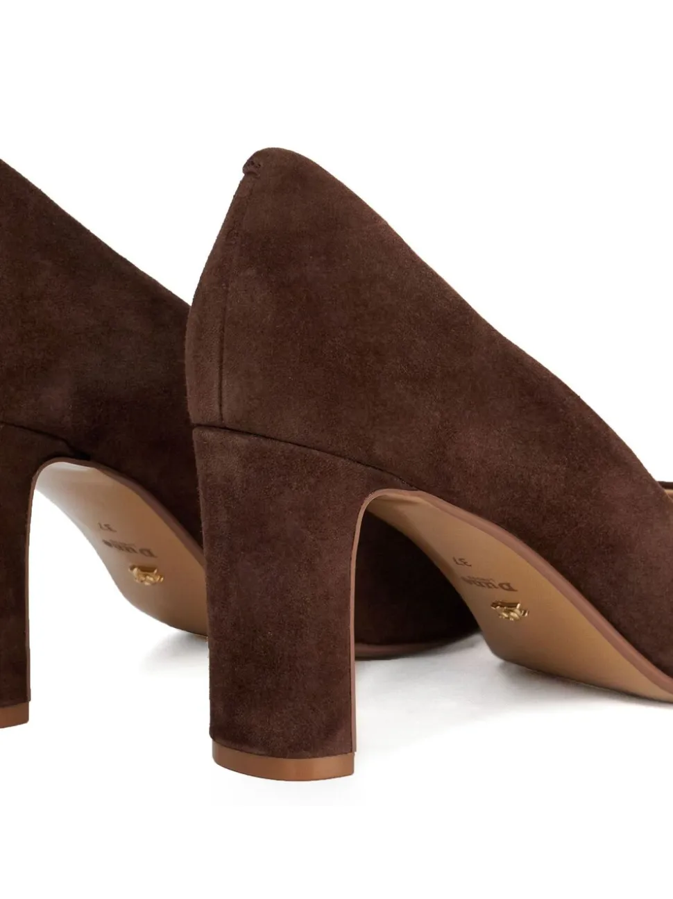 Dune London Brown Wide Fit Arriving Comfort Mid Block Heels