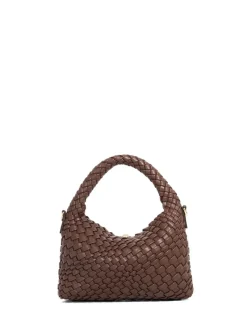 Dune London Dark Brown Dinky deliberate Mini Woven Slouch Bag
