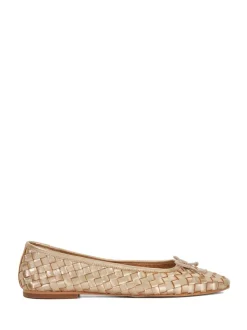 Dune London Gold Heat Woven Ballerina Shoes