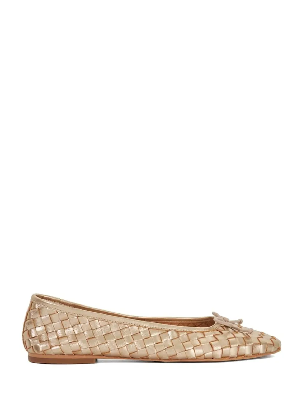 Dune London Gold Heat Woven Ballerina Shoes